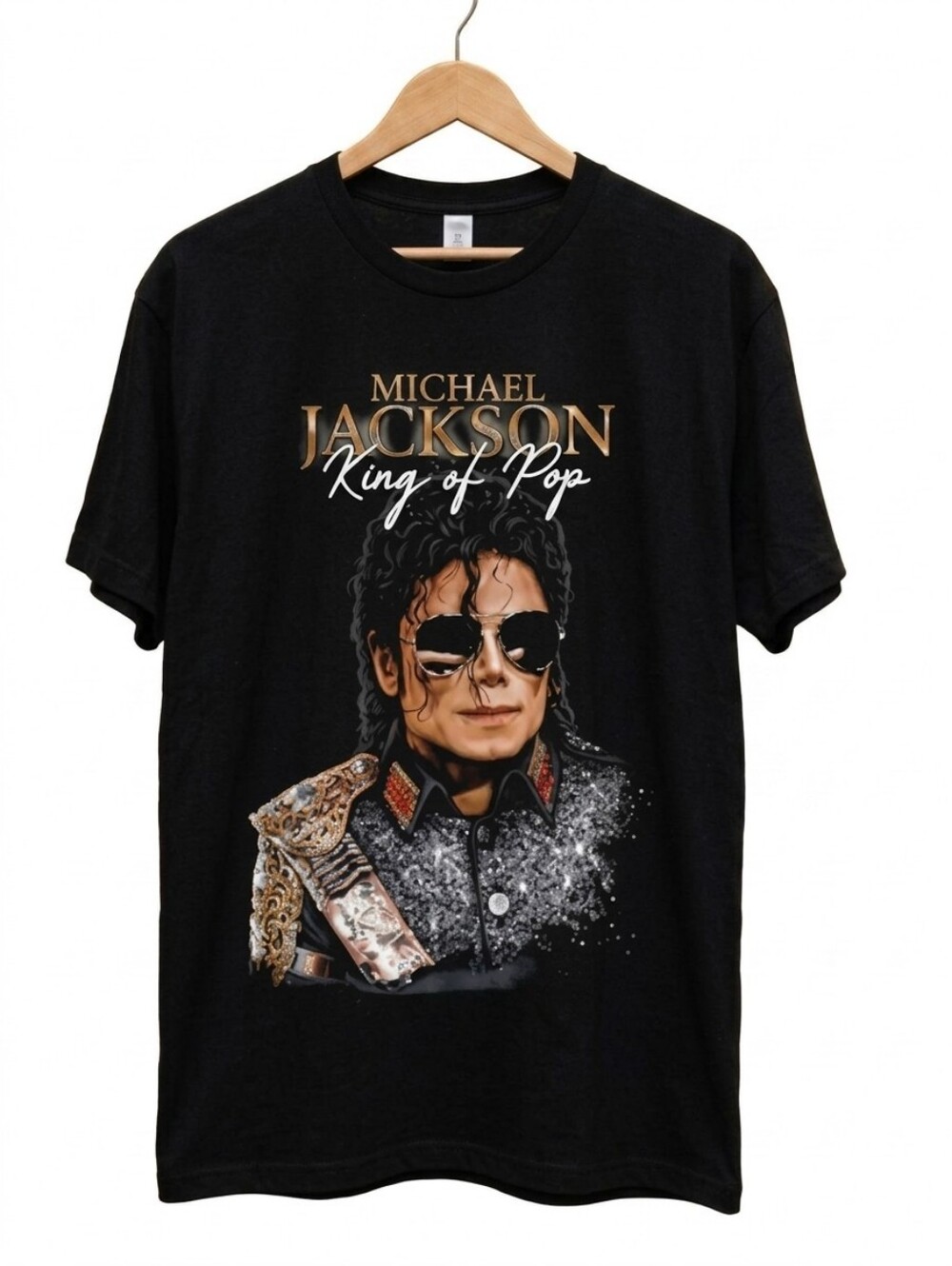 Black Michael Jackson 'King of Pop' Short Sleeve Tee